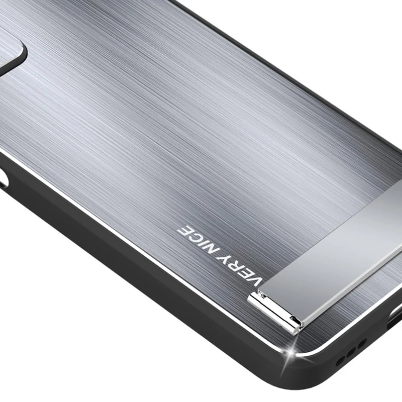 Phone Kickstand Case for Honor 80 5G TPU Frame Aluminium Alloy Back Brushed Cell Phone Cover - Silver