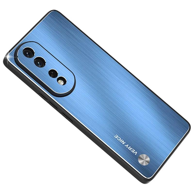 Brushed Phone Case for Honor 80 5G TPU Bumper Aluminium Alloy Back Cell Phone Cover - Blue