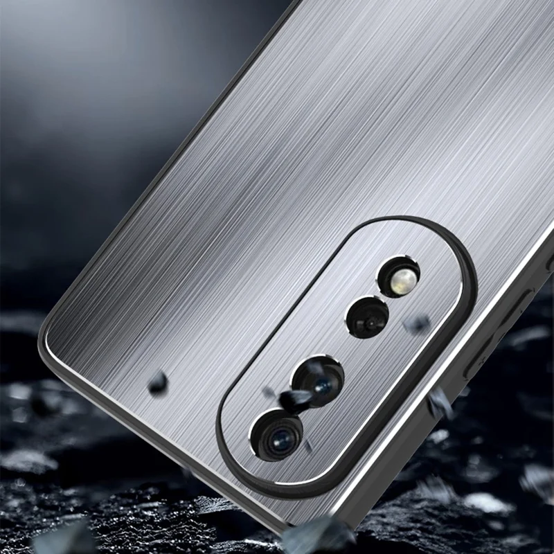 Brushed Phone Case for Honor 80 5G TPU Bumper Aluminium Alloy Back Cell Phone Cover - Blue