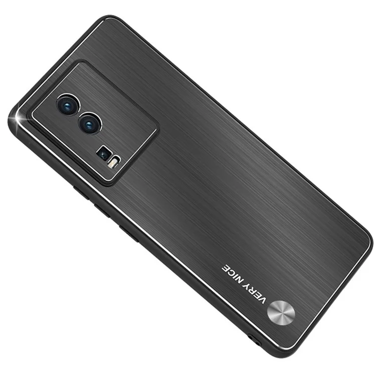 Per vivo iQOO Neo7 5G Custodia per telefono in TPU + lega di alluminio spazzolato Custodia per telefono mobile - Nero