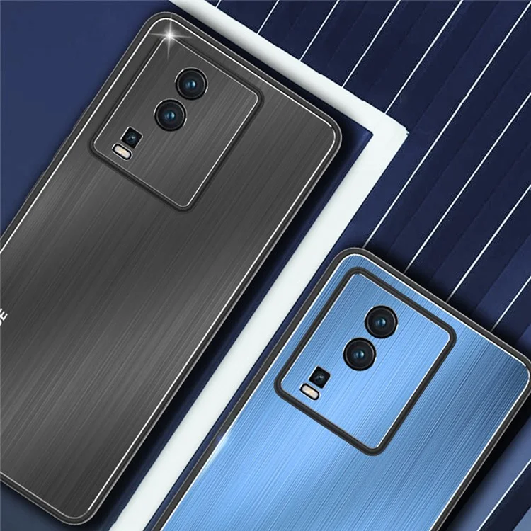 Per vivo iQOO Neo7 5G Custodia per telefono in TPU + lega di alluminio spazzolato Custodia per telefono mobile - Nero