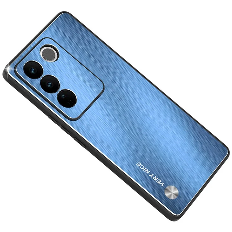 Per vivo S16 Pro Brushed Cell Phone Case TPU + Lega di Alluminio Ibrida Custodia per Telefono - Blu