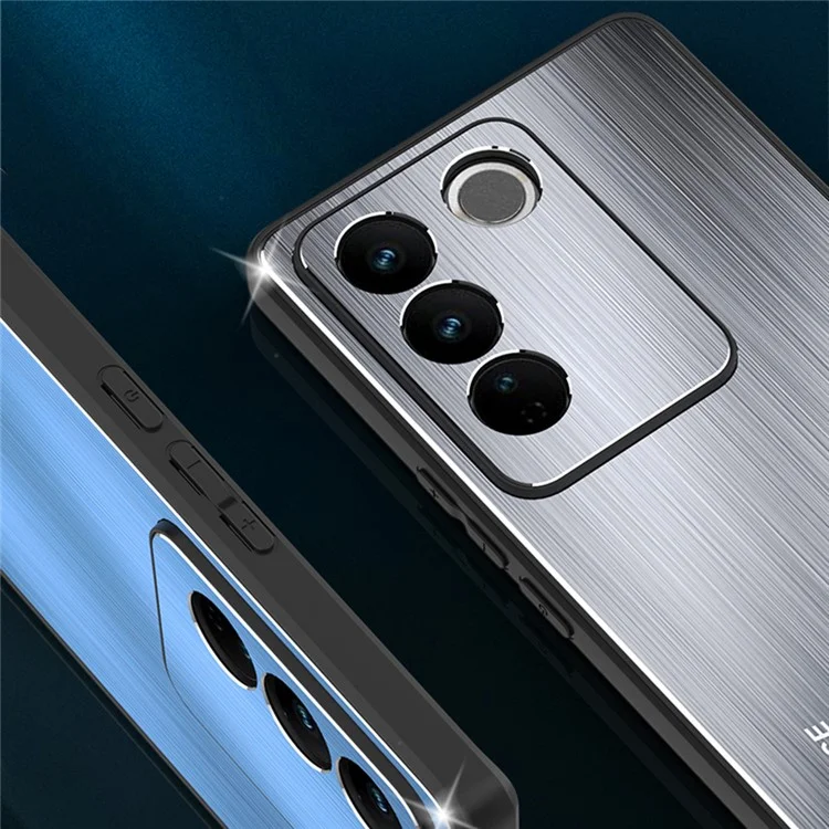 Per vivo S16 Pro Brushed Cell Phone Case TPU + Lega di Alluminio Ibrida Custodia per Telefono - Blu