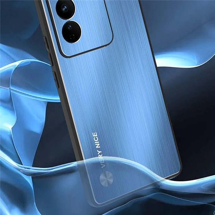 Per vivo S16 Pro Brushed Cell Phone Case TPU + Lega di Alluminio Ibrida Custodia per Telefono - Blu