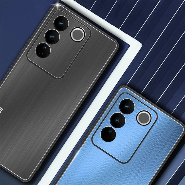 Per vivo S16 Pro Brushed Cell Phone Case TPU + Lega di Alluminio Ibrida Custodia per Telefono - Blu