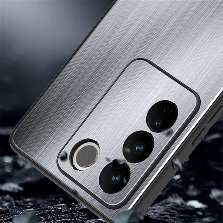Per vivo S16 Pro Brushed Cell Phone Case TPU + Lega di Alluminio Ibrida Custodia per Telefono - Blu