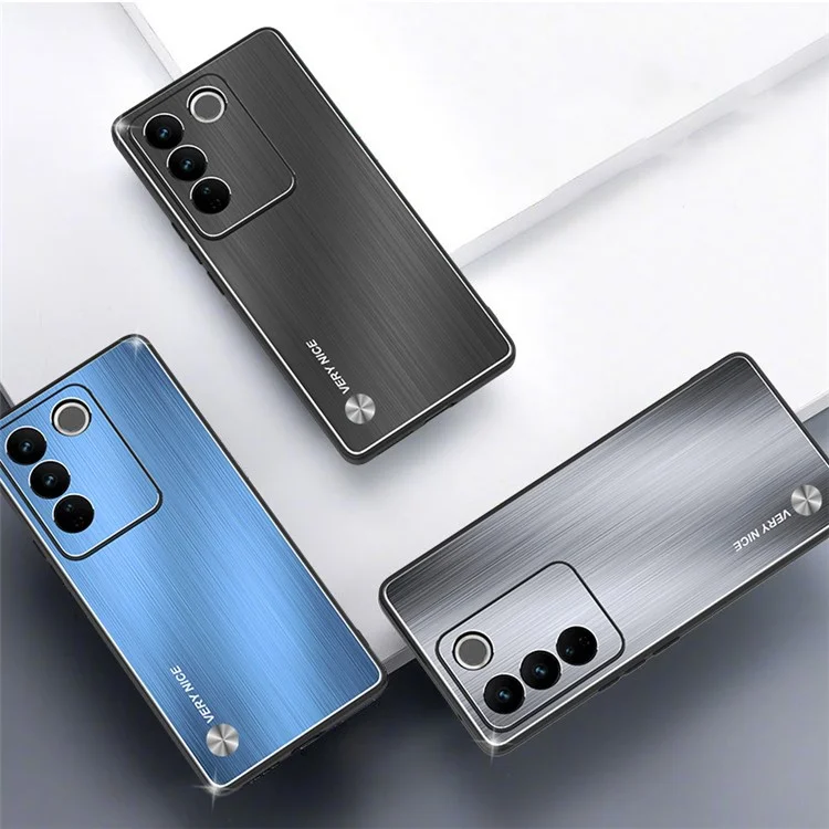 Per vivo S16 Pro Brushed Cell Phone Case TPU + Lega di Alluminio Ibrida Custodia per Telefono - Blu