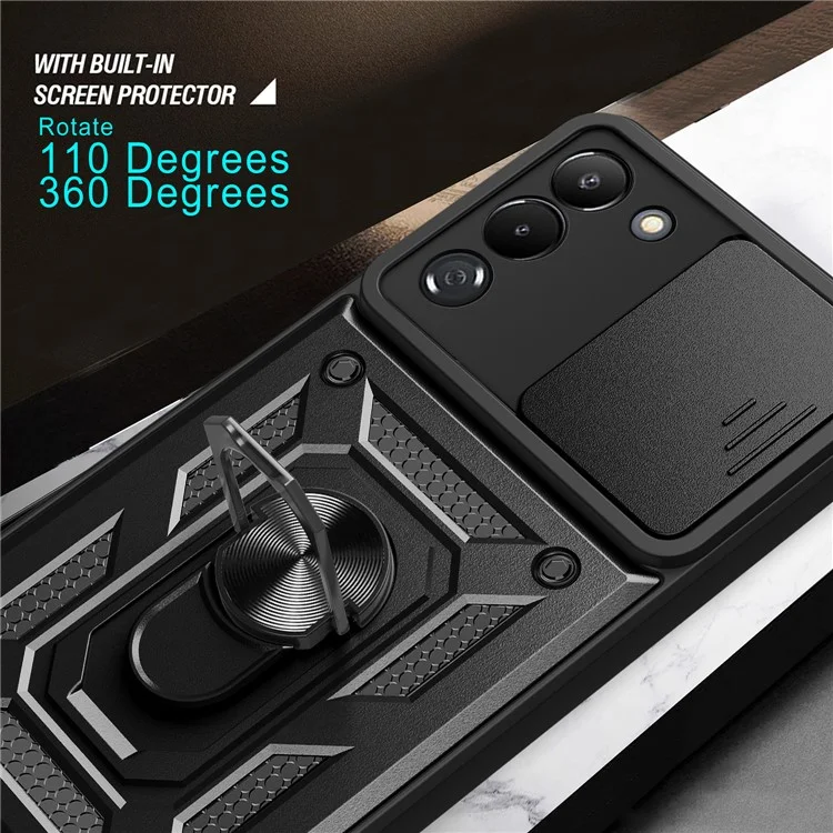 Anti-Drop Phone Case Kickstand Für Infinix Note 12 4G , Telefonschale mit rutschfester Kameralinsenabdeckung - Schwarz