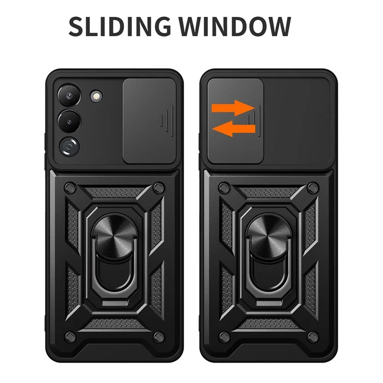 Anti-Drop Phone Case Kickstand Für Infinix Note 12 4G , Telefonschale mit rutschfester Kameralinsenabdeckung - Schwarz