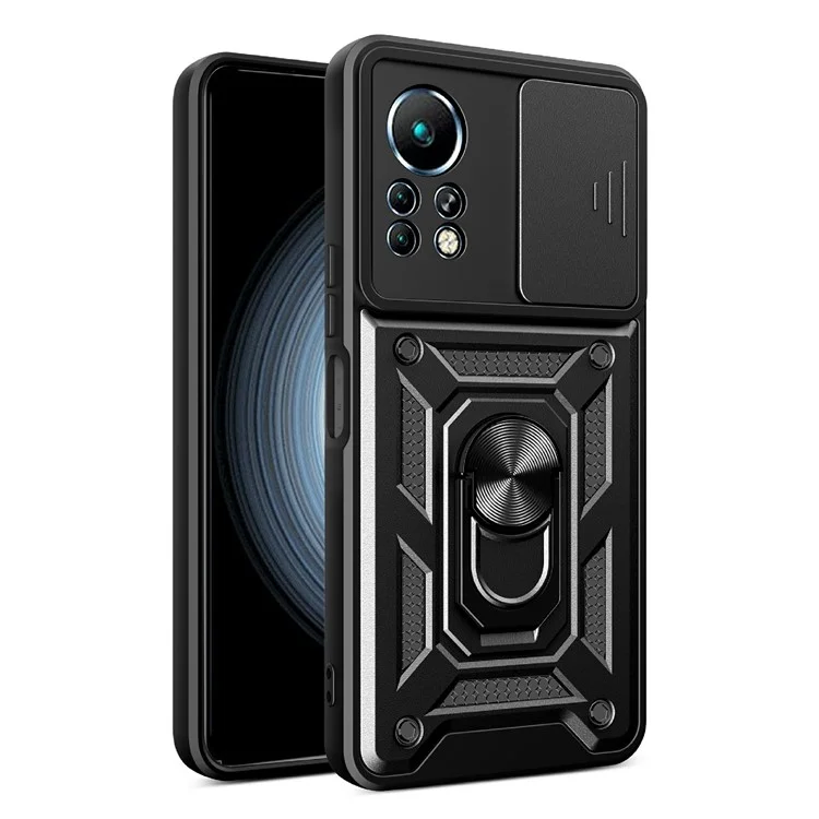 Funda de teléfono móvil con tapa deslizante y soporte para Infinix Note 11 - Negro