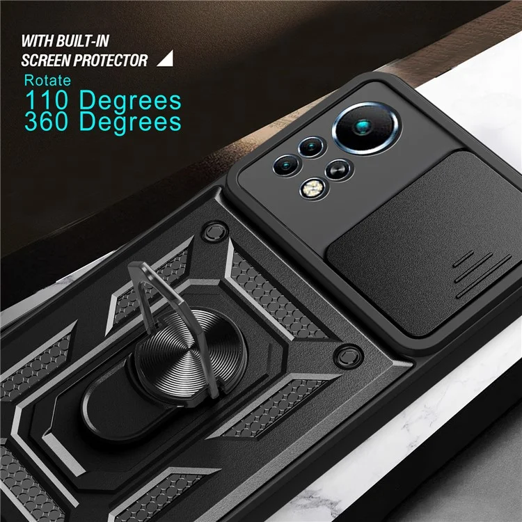 Funda de teléfono móvil con tapa deslizante y soporte para Infinix Note 11 - Negro