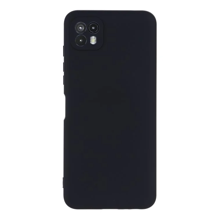 For Motorola Moto G50 5G Liquid Silicone Phone Case Soft Anti-Scratch Protective Cover with Strap - Black
