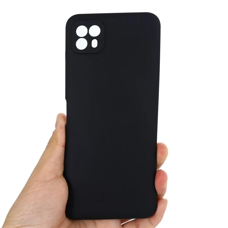 For Motorola Moto G50 5G Liquid Silicone Phone Case Soft Anti-Scratch Protective Cover with Strap - Black