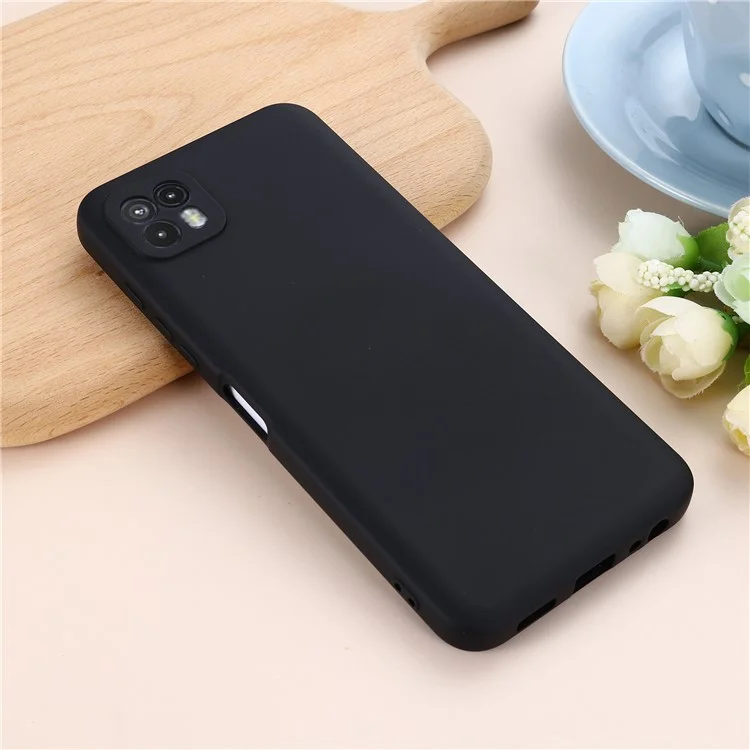 For Motorola Moto G50 5G Liquid Silicone Phone Case Soft Anti-Scratch Protective Cover with Strap - Black