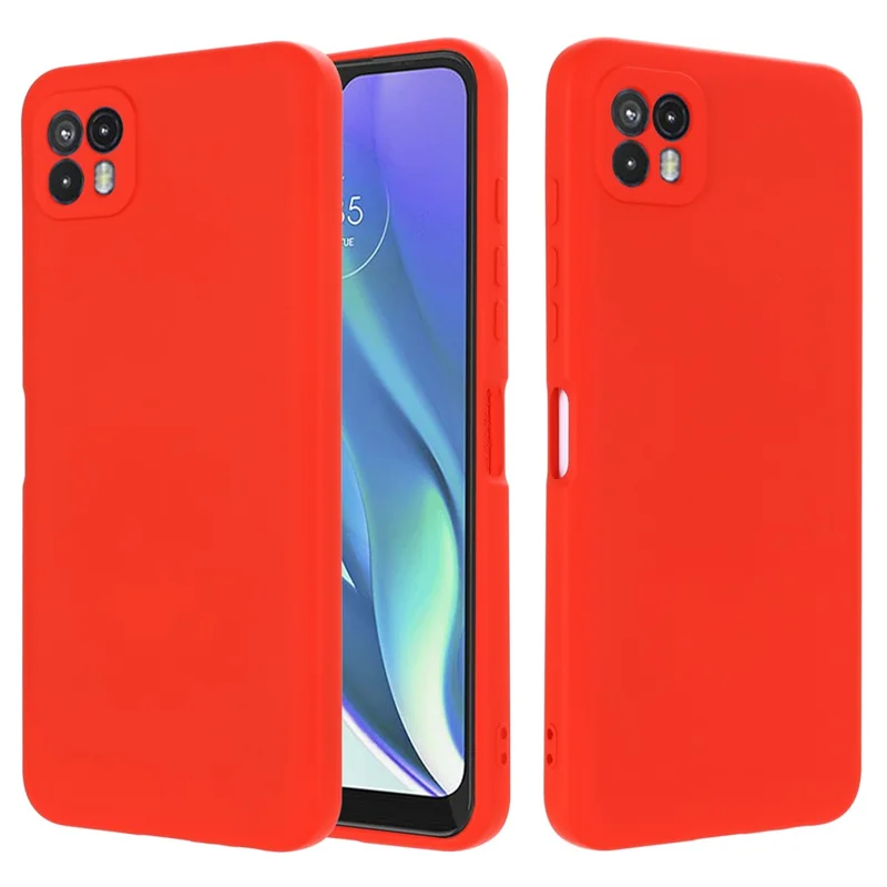 Para Motorola Moto G50 5G Funda de Teléfono de Silicona Líquida Suave Antirarañazos Protectora con Correa - Rojo