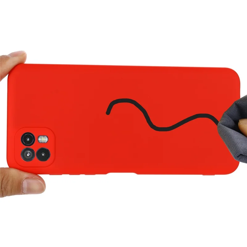 Para Motorola Moto G50 5G Funda de Teléfono de Silicona Líquida Suave Antirarañazos Protectora con Correa - Rojo