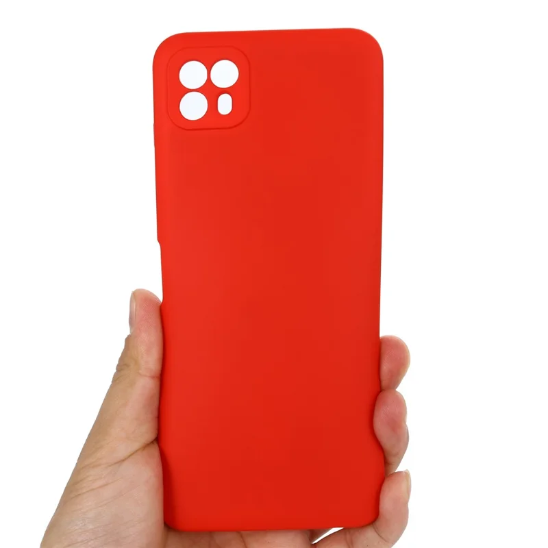 Para Motorola Moto G50 5G Funda de Teléfono de Silicona Líquida Suave Antirarañazos Protectora con Correa - Rojo