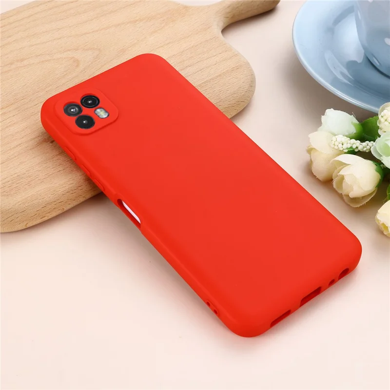 Para Motorola Moto G50 5G Funda de Teléfono de Silicona Líquida Suave Antirarañazos Protectora con Correa - Rojo