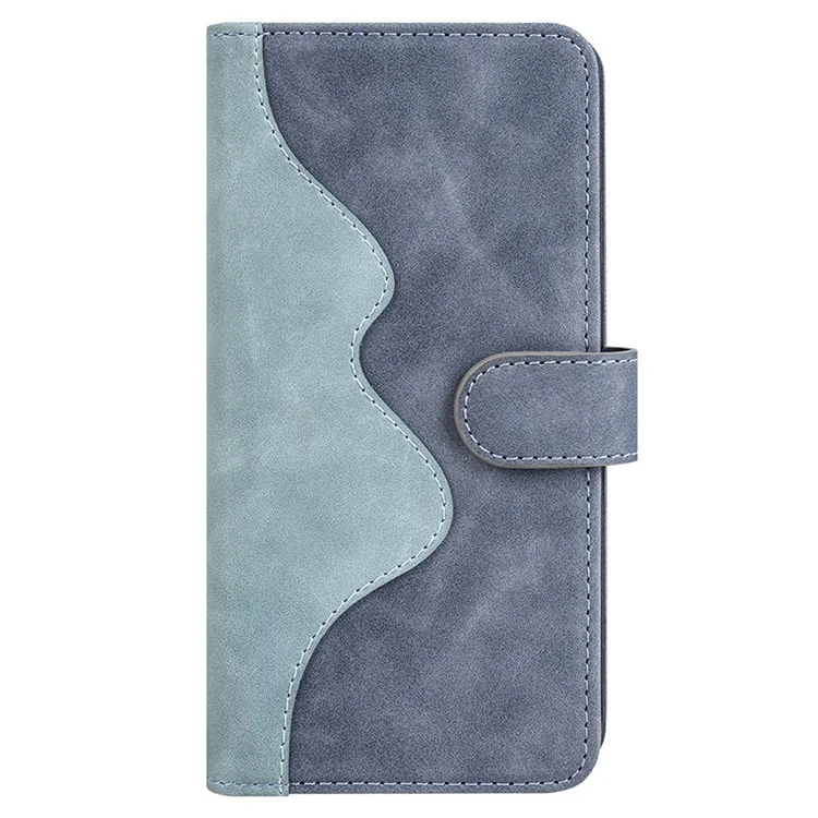 For Samsung Galaxy A34 5G Wallet Case Dual Color Splicing Stand PU Leather Phone Cover - Blue