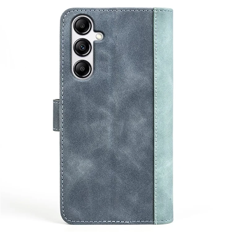 For Samsung Galaxy A34 5G Wallet Case Dual Color Splicing Stand PU Leather Phone Cover - Blue