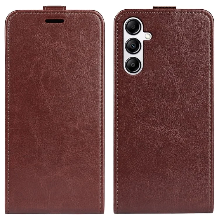 Vertical Flip Cover for Samsung Galaxy A34 5G , Crazy Horse Texture Leather Case with Card Slot - Brown