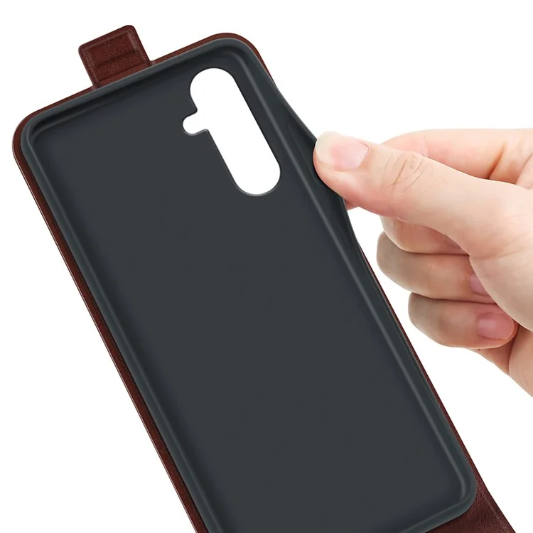 Vertical Flip Cover for Samsung Galaxy A34 5G , Crazy Horse Texture Leather Case with Card Slot - Brown