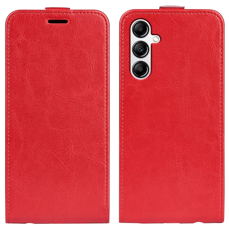 Vertical Flip Cover for Samsung Galaxy A34 5G , Crazy Horse Texture Leather Case with Card Slot - Red