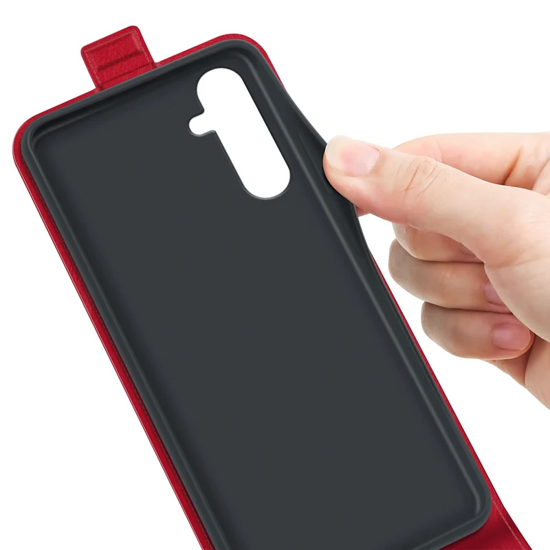 Vertical Flip Cover for Samsung Galaxy A34 5G , Crazy Horse Texture Leather Case with Card Slot - Red