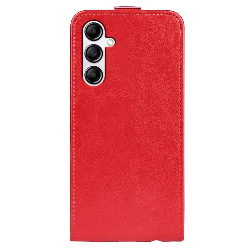 Vertical Flip Cover for Samsung Galaxy A34 5G , Crazy Horse Texture Leather Case with Card Slot - Red