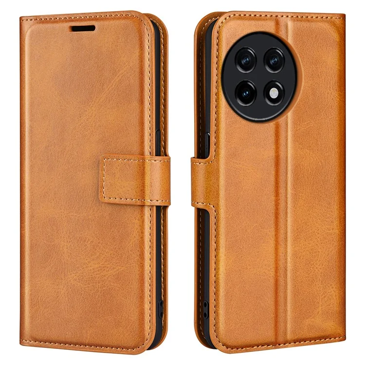 Pour OnePlus Ace 2 5G / 11R 5G Calf Texture Stand Wallet Case Square Magnetic Clasp Phone Cover - Jaune