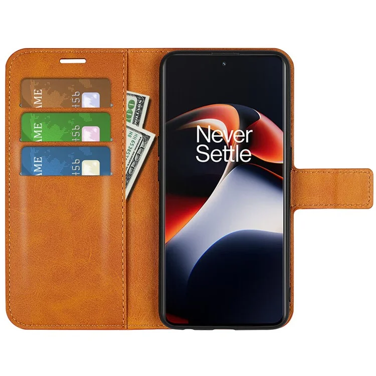 Pour OnePlus Ace 2 5G / 11R 5G Calf Texture Stand Wallet Case Square Magnetic Clasp Phone Cover - Jaune
