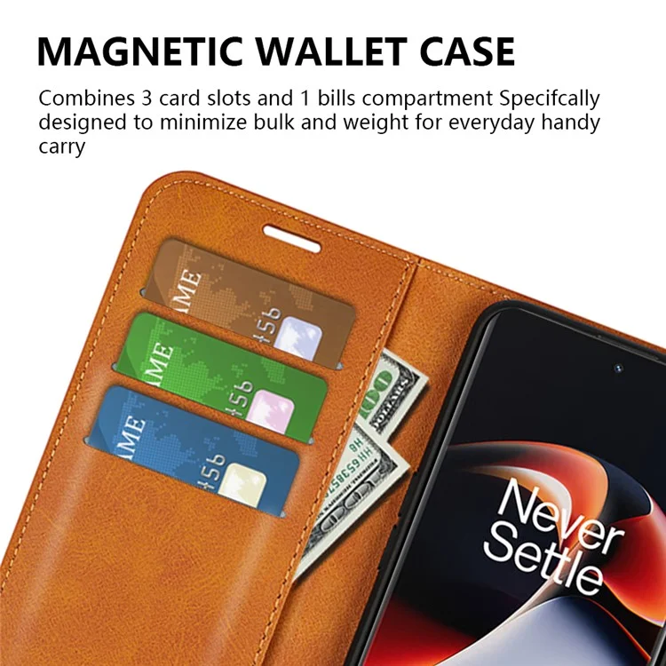 Pour OnePlus Ace 2 5G / 11R 5G Calf Texture Stand Wallet Case Square Magnetic Clasp Phone Cover - Jaune