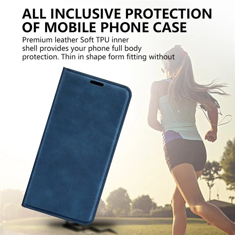 For OnePlus Ace 2 5G / 11R 5G Skin-touch Stand Wallet Case PU Leather Flip Phone Cover - Blue