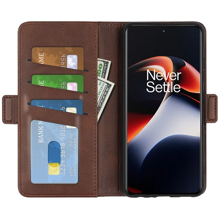 Für OnePlus Ace 2 5G / 11R 5G Kalbledertextur Magnetische Klapptelefon-Cover Standfunktion Ledertasche - Braun