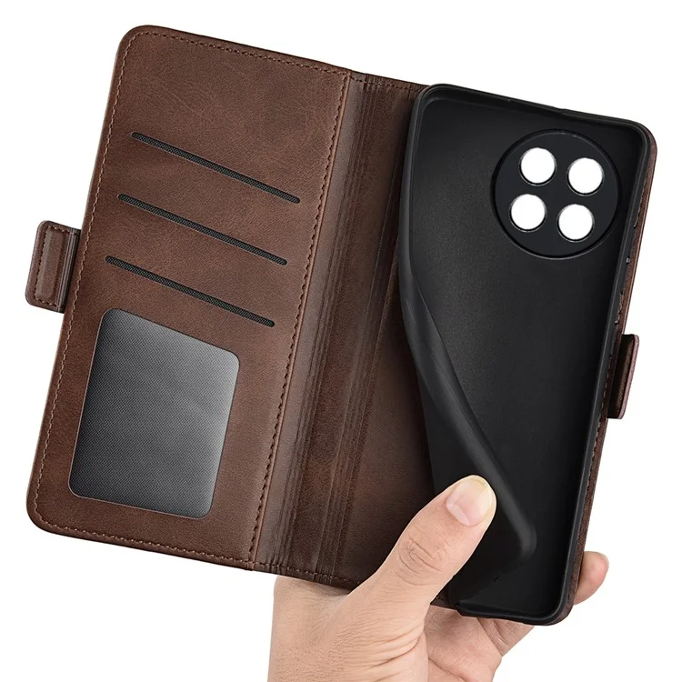 Für OnePlus Ace 2 5G / 11R 5G Kalbledertextur Magnetische Klapptelefon-Cover Standfunktion Ledertasche - Braun