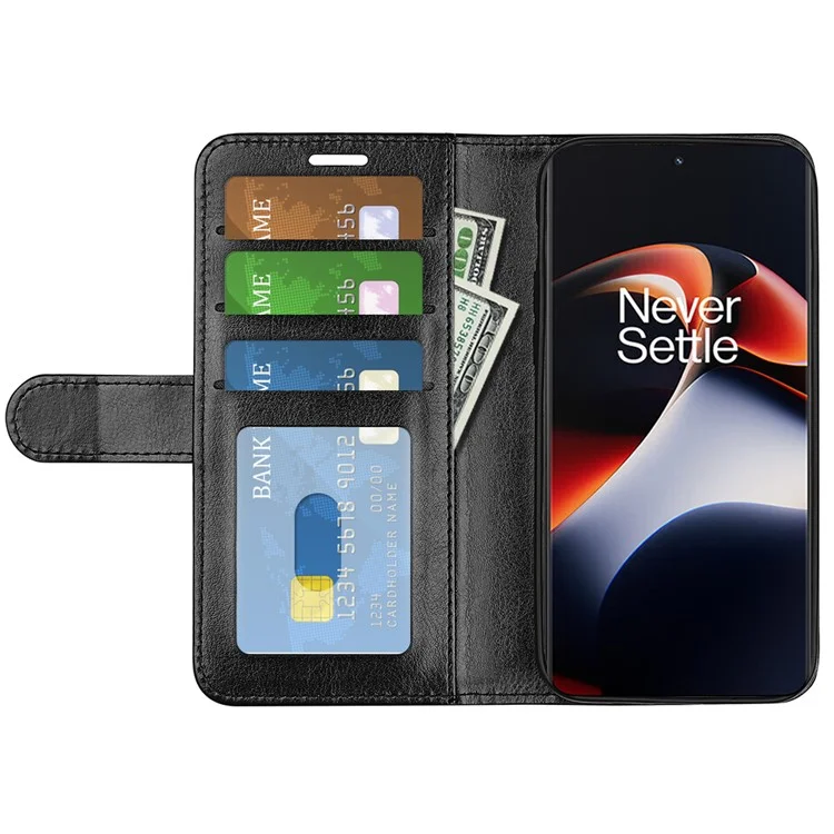 Für OnePlus Ace 2 5G / 11R 5G stoßfeste Crazy Horse Texture Case Leder Brieftasche Ständer Flip Cover - Schwarz