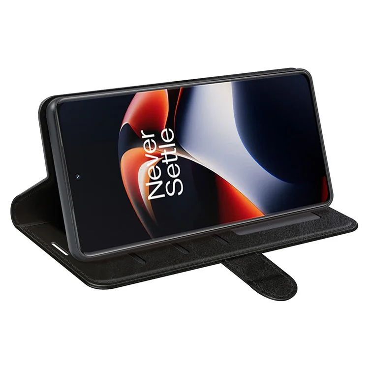 Für OnePlus Ace 2 5G / 11R 5G stoßfeste Crazy Horse Texture Case Leder Brieftasche Ständer Flip Cover - Schwarz