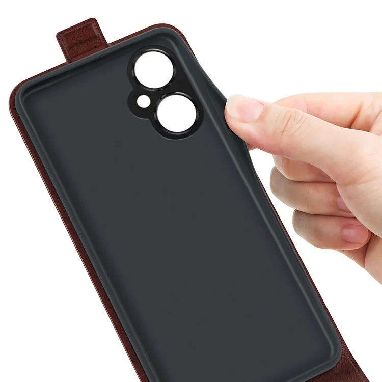 Crazy Horse Texture Leather Phone Case for OnePlus Nord CE 3 Lite 5G / Nord N30 5G , Card Holder Vertical Flip Cover - Brown