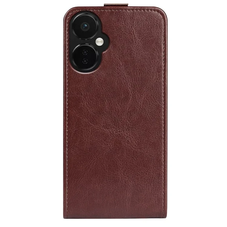 Crazy Horse Texture Leather Phone Case for OnePlus Nord CE 3 Lite 5G / Nord N30 5G , Card Holder Vertical Flip Cover - Brown