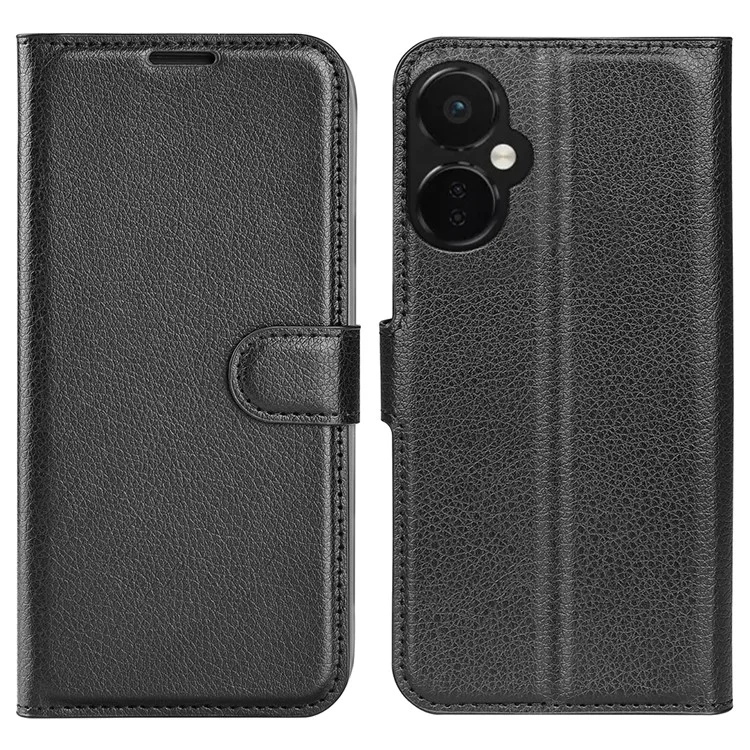 Para OnePlus Nord CE 3 Lite 5G / Nord N30 5G Funda de Teléfono de Libro de Cuero Textura Lichí, Soporte, Anti-polvo, Flip - Negro