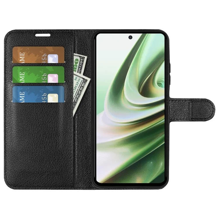 Para OnePlus Nord CE 3 Lite 5G / Nord N30 5G Funda de Teléfono de Libro de Cuero Textura Lichí, Soporte, Anti-polvo, Flip - Negro