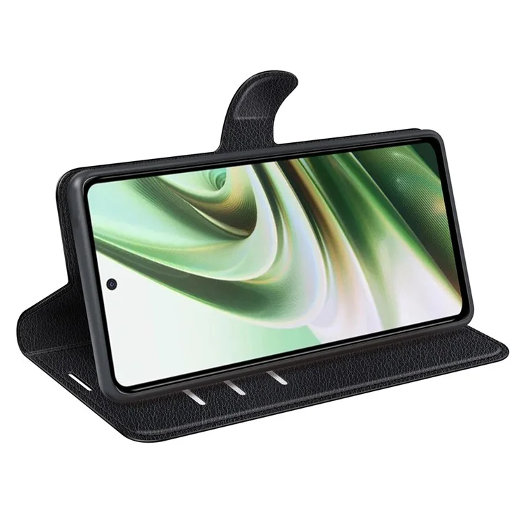 Para OnePlus Nord CE 3 Lite 5G / Nord N30 5G Funda de Teléfono de Libro de Cuero Textura Lichí, Soporte, Anti-polvo, Flip - Negro