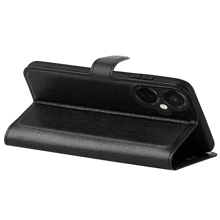 Para OnePlus Nord CE 3 Lite 5G / Nord N30 5G Funda de Teléfono de Libro de Cuero Textura Lichí, Soporte, Anti-polvo, Flip - Negro