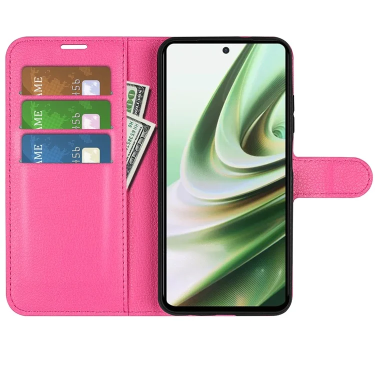 Pour OnePlus Nord CE 3 Lite 5G / Nord N30 5G Litchi Texture Leather Phone Stand Wallet Cover Anti-Dust Flip Case - Rose