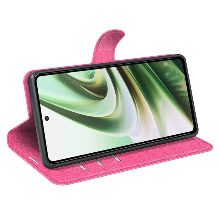 Pour OnePlus Nord CE 3 Lite 5G / Nord N30 5G Litchi Texture Leather Phone Stand Wallet Cover Anti-Dust Flip Case - Rose