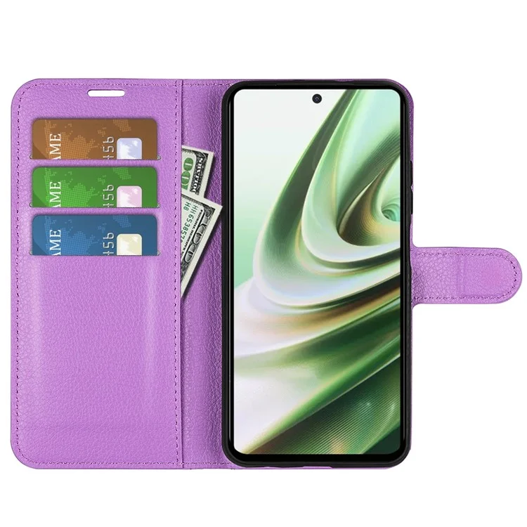 Für OnePlus Nord CE 3 Lite 5G / Nord N30 5G Litschi-Textur-Ledertelefonständer-Brieftasche Kratzfeste Flip-Tasche - Lila