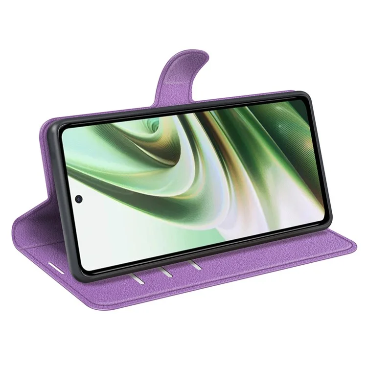 Für OnePlus Nord CE 3 Lite 5G / Nord N30 5G Litschi-Textur-Ledertelefonständer-Brieftasche Kratzfeste Flip-Tasche - Lila