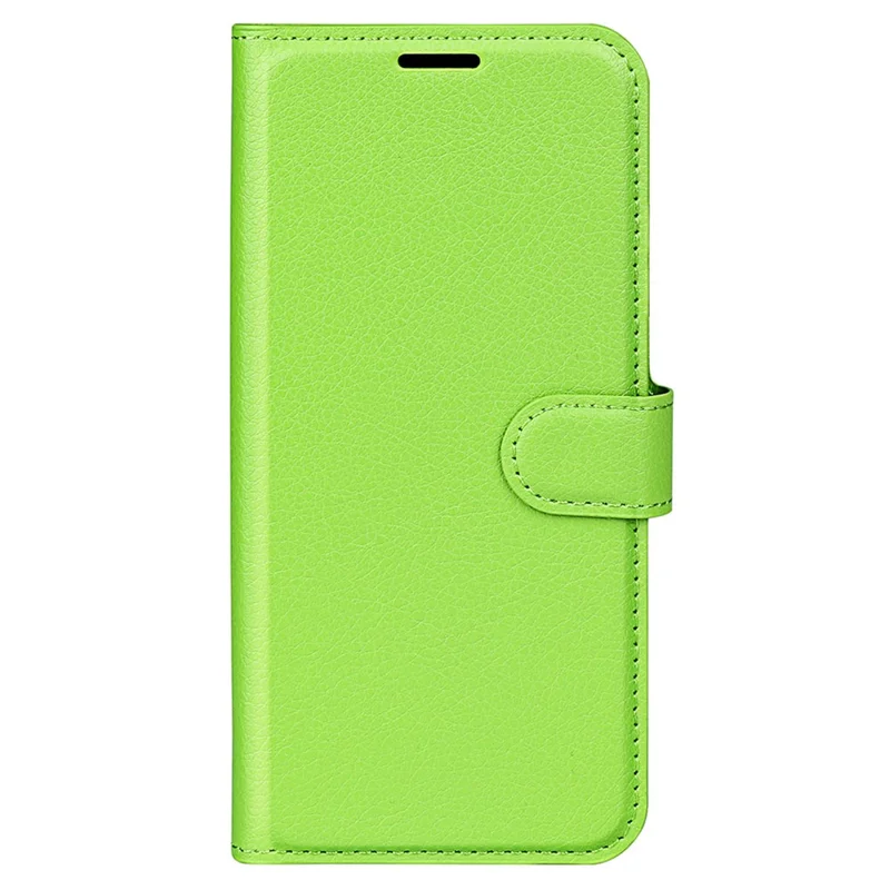 Phone Stand Case til Motorola Moto E13 4G, Lommebogsfunktion med Læderluk for Litchi-struktur - Grøn