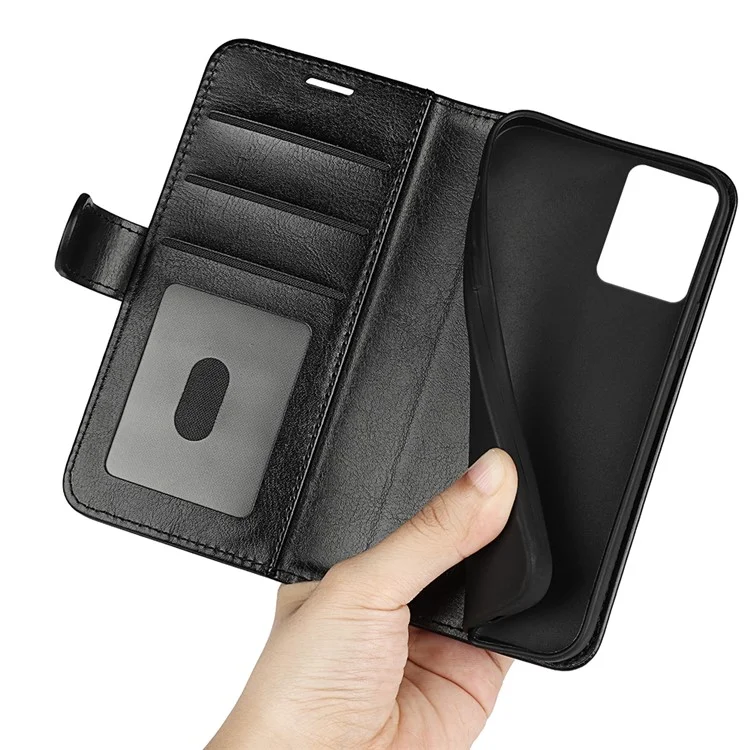 Para Motorola Moto E13 4G Funda para teléfono móvil Textura de piel de caballo loco Cartera Flip Soporte Funda para teléfono - Negro
