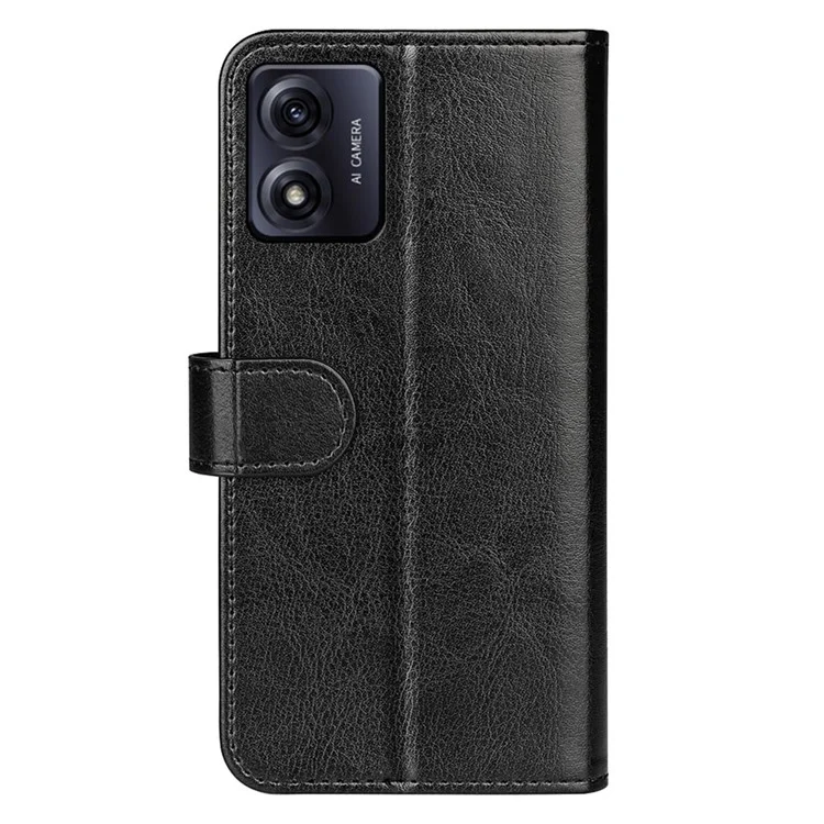 Para Motorola Moto E13 4G Funda para teléfono móvil Textura de piel de caballo loco Cartera Flip Soporte Funda para teléfono - Negro